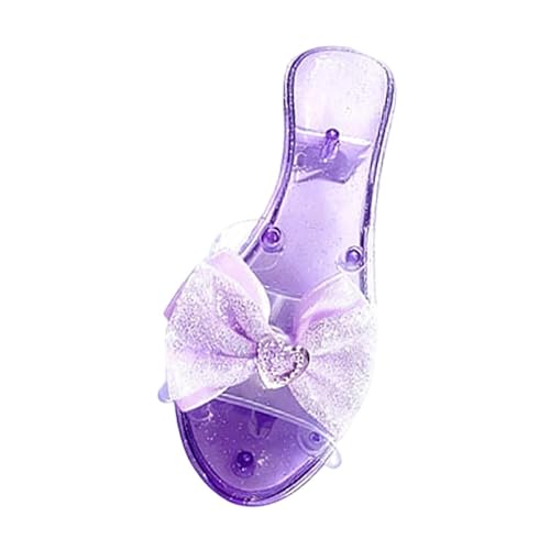 Luwecf Princesa sapato meninas salto deslizante leve confortável material PP com ornamento de mão adequado para disfarces de festas, roxo