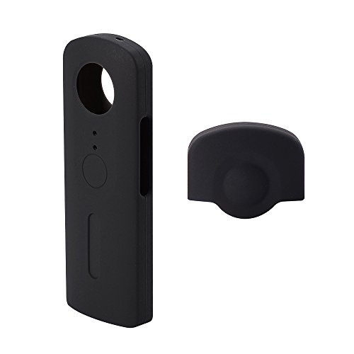 Domary Capa protetora de silicone para câmera com tampa de lente para câmera Ricoh Theta V 360 graus