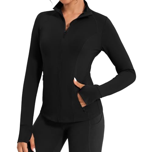 Workout Jackets for Women Lightweight Running Jackets Full Zip Yoga Athletic Clothes Slim Fit with Pockets2