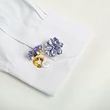 lisse, agréable au toucher Lot de 2 cache-boutons de manchette en forme de fleurs pour chemise, jolis et élégants boutons de gardénia, adaptés à la décoration de smoking, chemises et vêtements - Violet