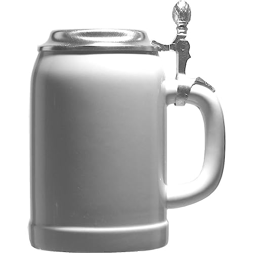 Generisch 1 Steinzeug-Bierkrug Steingutkrug mit Henkel, Zinndeckel,...