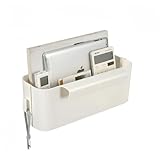 Ymeibe Bedside Caddy Hanging Basket Organizer with Hooks Dorm Bunk Beds Shelf Night Table Storage Holder for Remote Controls Magazines Phone Glasses Bottle (White)