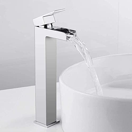 Robinets de salle de bains Haut Cascade Bassin Mitigeur Carré Comptoir Baignoire Salle De Bains Lavabo Robinet Chrome Mitigeur Monobloc Robinet It's so kind...