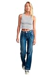 Finition : Délavé Le Temps des Cerises Jeans Pulp Flare Taille Haute Bleu N°2 Push up
