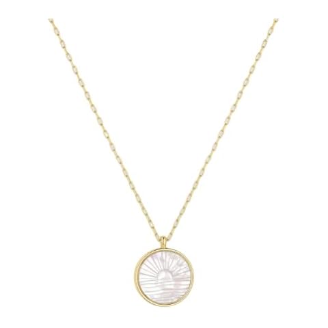 gorjana - Sunset Etched Necklace 19"-21" - 18k Gold-Plated - Mother of Pearl Pendant, Adjustable Chain - Layering Necklaces - Ideal Gifting Packaging Cover