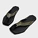 BWSEOBG Men's Genuine Leather Flip-Flops Fashion Square Toe Flat Beach Sandals Casual Comfort Thong Slides Sandals for Vacation Leisure (Green,10)
