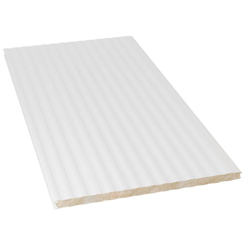 Acero Panel - Panel fa. TV MECW50 2000x1000mm | Interior - Exterior Blanco Pirineo | Acero Prelacado | Nervado | Lana de roca