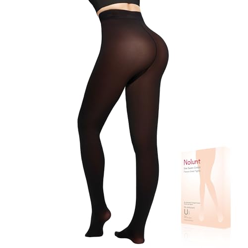 Image of Fleece Lined Tights Sheer Women,Fake Translucent Warm Pantyhose Leggings Sheer Thermal Tights for Women in Winter.