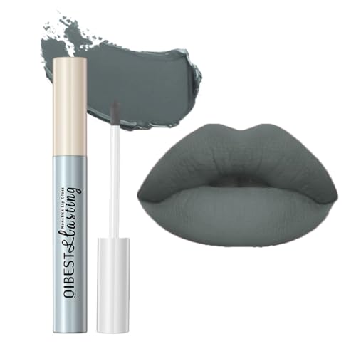 GL-Turelifes Matte Lip Gloss Weiß Grün Schwarz Lila Vampir-Lippenstift Antihaft-Becher, nicht verblassender flüssiger Lippenstift, langlebig für Halloween-Cosplay (#18 Grau)