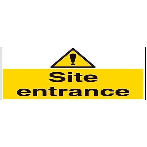 Vsafety Site Entrance Warning Sign - 600mm x 450mm - 2mm Rigid Plastic