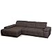 Produktbild Cavadore Schlafsofa Mistrel mit Longchair XL links/Große Couch im modernen Design / 273 x 77 x 173 / Braun-Schwarz, chrom