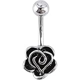 [ROQUE] へそピアス 18G 14G ボディピアス シンプルローズ(1個売り) 14G シルバー