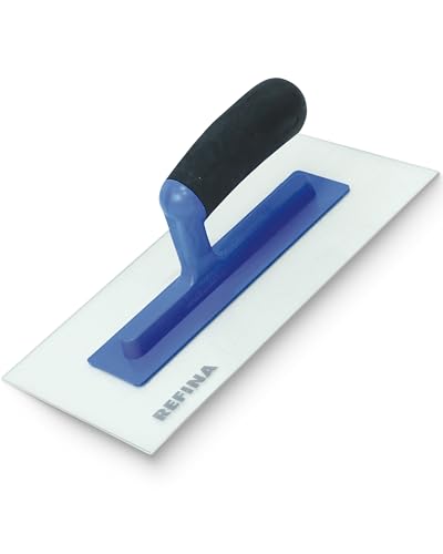 REFINA Extra Fine Texture Float for Finishing Walls, Ceilings, Floors - 11x5½ (280x140mm) Clear ABS Plastic Plastering Float w/ 3mm Gauge - Durable Render w/Bevelled Edges & Soft Grip Handle