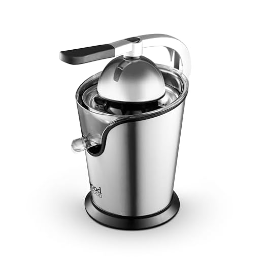 Good Food in partnership with Tower GF12016 Citrus Juicer with Dual Citrus Cones & Durasteel Precision Pulp Filter, 100W Motor, Stainless Steel