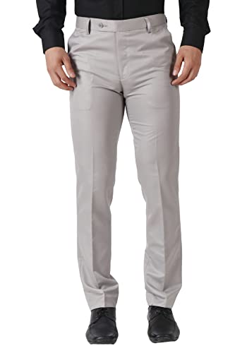 Image of MALENO Men's Slub Effect Solid Trouser | Classic Slim Fit Formal Trousers for Men | Slim Fit Trousers for Men