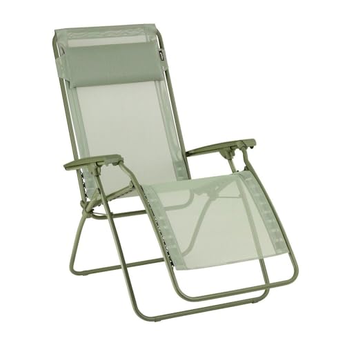 Lafuma R Clip Compact Foldable Portable Zero Gravity Relaxation Garden Patio Beach Chair Recliner with Removable Adjustable Headrest Moss Green