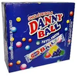 Danny Ball Chicle de Bola, Display com 18 Tubos, 6 Unidades por Tubo,