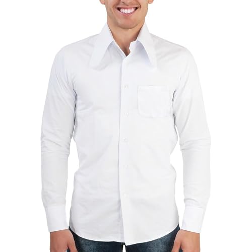 Mens 70s Disco Hip Hop Shirts Casual Button Down Paisley Floral Vintage Long Sleeve Large Collar Shirt