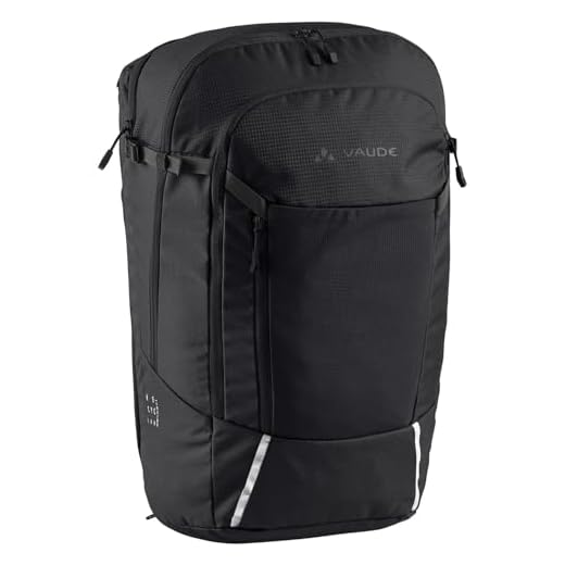 VAUDE Cycle 28 II, 2in1 Gepäckträgertasche und Rucksack, Befestigungssystem absperrbar, für Laptops bis 15,6' geeignet, Black