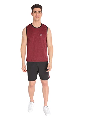 Image of CHKOKKO Men Polyester Printed Gym Co-Ord Sets Sleeveless Tank Top With Shorts