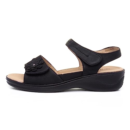 Softlites Shelby Womens Black Easy Fasten Sandal - Size 7 UK - Black