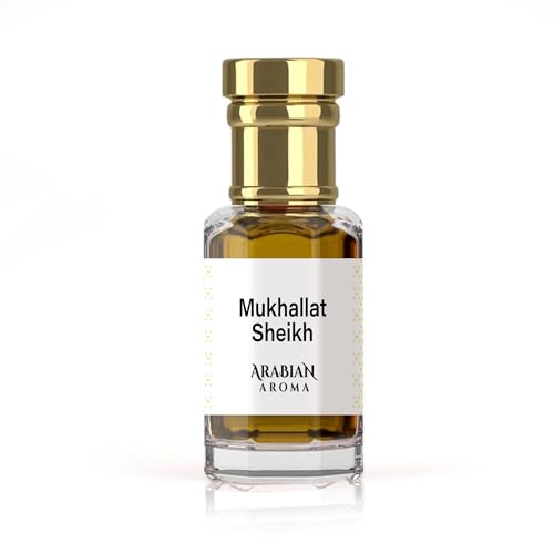 Arabian Aroma Mukhallat Sheikh Attar | Woody Oud & Rose Fragrance | Alcohol-Free, Long-Lasting | 100% Pure Perfume | Ittar For Men | Fresh Spicy Woody Attar for Men (6ml)