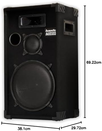 Acoustic Audio by Goldwood Acoustic Audio CR12 PA Karaoke DJ 12" Speaker 500W 3 Way,Black
