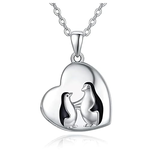 Pingvin medaljong halsband 925 sterling silver som håller bilder kärlek hjärta foto medaljong minne födelsedag julklappar för kvinnor mamma