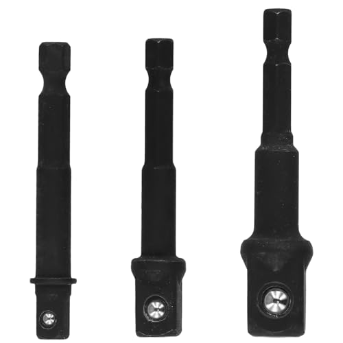 Lot de 3 adaptateurs de douilles, 1/4, 3/8, 1/2, noir, pour visseuse à percussion, visseuse sans fil et perceuse, embouts précis