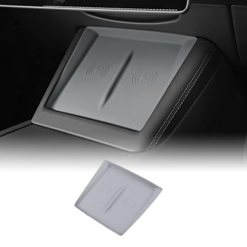 FDAIUN for Tesla Model 3 2024 Silicone Material Wireless Charging Protective Pad Center Controls Cell Phone Automobile Pads Mats (Grey)