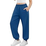 Flodxo Jogginghose für Jungen und Mädchen, Sporthose, Sporthose, elastische Taille, Activewear, lockere Passform, einfarbig, Trainingshose für Kinder mit Taschen, blau, 3-4 Years