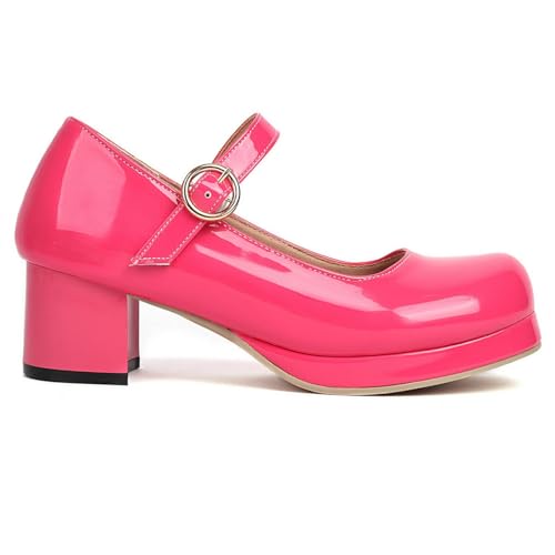 Chunky Heel Mary Jane Pumps Round Toe Ankle Strap Shoes for Women Sweet Platform Cosplay Dress Shoes2