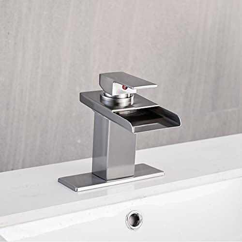 Image of AVSIILE LED Bathroom Sink Faucet, Brushed Nickel, Stainless Steel Spout