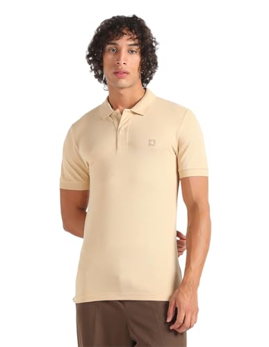 CK Embro Badge Polo J30J325269 Maniche Corte Warm Sand S uomo jeans slim beige