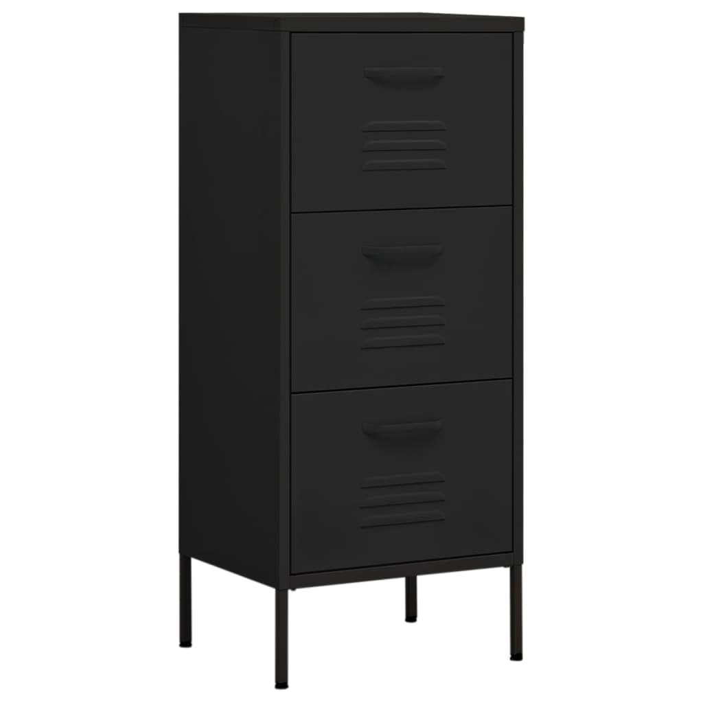 vidaXL Lagerschrank Sideboard Kommode Anrichte Stahlschrank Schrank Beistellschrank Mehrzweckschrank Bücherschrank Standschrank Schwarz 42,5x35x101,5cm Stahl