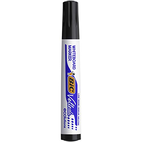 BIC Velleda Marking Rotuladores para pizarra blanca, Óptimo para material escolar y de oficina, 1701 ecolutions, 51% material reciclado, Negro, Punta Media, Caja de 12 - imagen 4