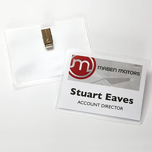 Image of Avery Customizable Name Badge Clips, 3 inch x 4 inch, White, 2 Packs, 80 Printable Inserts and Badge Holders with Clips Total (21879)