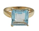 Anillo de plata de primera ley bañada en oro con topacio azul (US Size 7 / Diameter 17.3 / EU 54) (Größe: US Size 8 / Diameter 18.2)