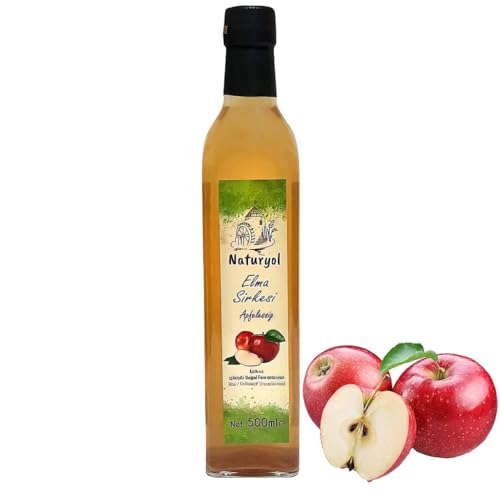 Naturyol Premium Apfelessig 500ml – Natürlich, Ungefiltert & Aromatisch – Ideal für Salate, Dressings & Marinaden – Hergestellt aus Frischen Äpfeln – Roh & Vegan