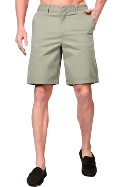 Men's Cotton Shorts -Light Green (Size - W : 32 ; L : 19 INCH)-image-1