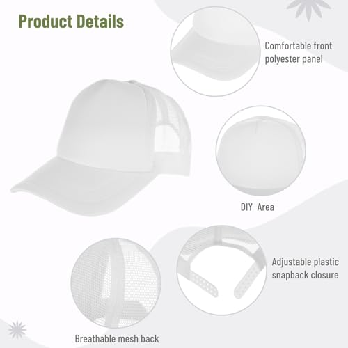 Image of 10 PCS Sublimation Blank Trucker Hats, Plain Baseball Caps with Adjustable Back Strap Unisex Mesh Caps for Men and Women DIY