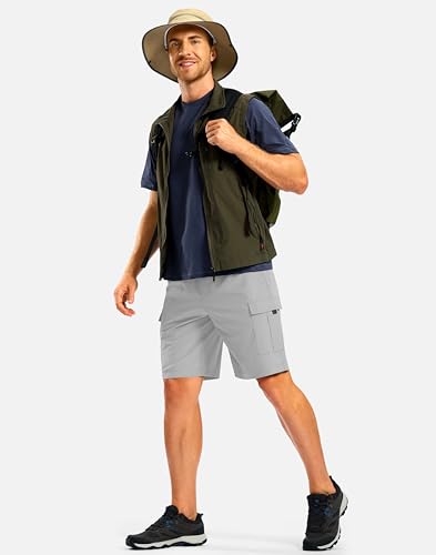 Image of Pudolla Men's Hiking Cargo Shorts with 5 Pockets Lightweight Casual Shorts
