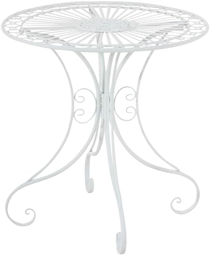 CLP Table de Jardin en Fer forgé Hari I Table de terrasse au Style Antique I Table Jardin en Fer avec Un Diamètre de Ø 70 cm, Couleur:Blanc