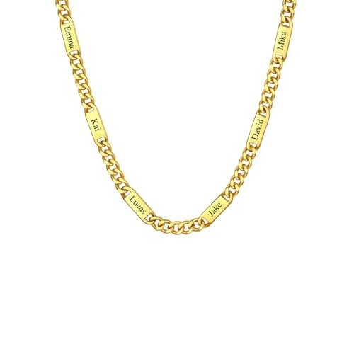 ChainsHouse Custom Name Necklace, Personalized Cuban Link Chain for Men Women, 1-6 Name Inscriptions, 18/20/22/24 Inch with 5cm Extender, 5mm/7mm Widt