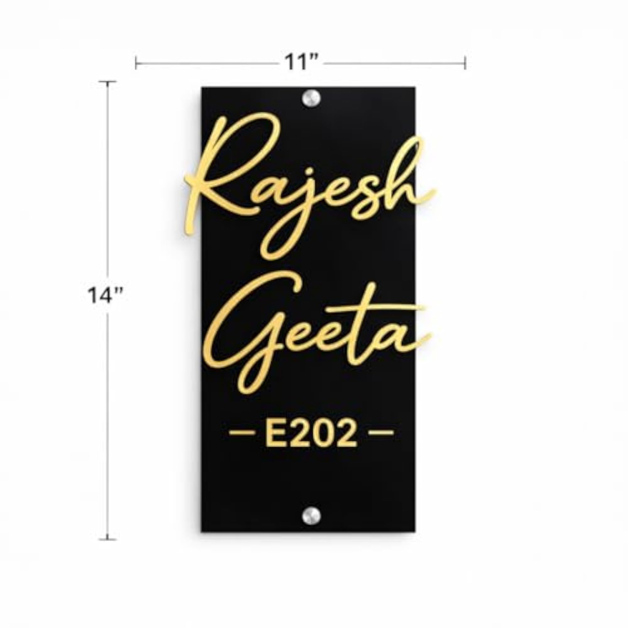 Acrylic Plate with 5mm Base & Golden Initials for Home Entrance