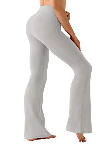 BUBBLELIME 29"/31"/33"/35"/37" 4 Styles Women's High Waist Bootcut Yoga Pants - Basic Nylon_LightGray S-31 Inseam