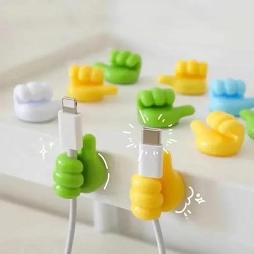 Image of Concepta Creative Silicone Thumb Wall Hook, Multifunction Self Adhesive Cable Organizer Clips Key Hanger, No Punching Nails-Free Utility Hooks Desk Wire Management, Multicolor (Pack of 10 PIS)