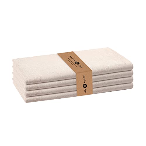 Native Fab Solid Cloth Napkin Set Of 4, 100% Chambray Cotton, Washable, Reusable Dinner Cloth Napkin 17X17 Inches, Table Decor Napkins For Dinner, Events, Beige #TOP19