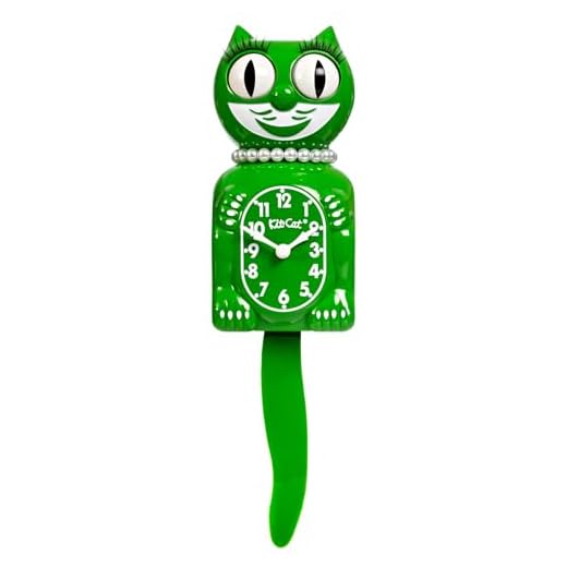 Kit-Cat Clock Limited Edition CLASSIC GREEN LADY - Cat Clock with Moving Eyes and Tail, Battery Operated Wall Clock, Made in USA, Modern Clock