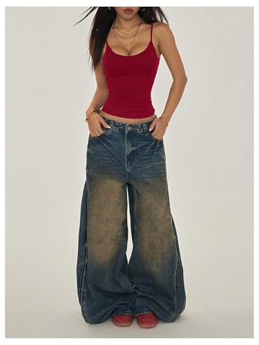 SHENHE Women's Y2k Camisole Low Back Spaghetti Strap Slim Fit Basic Going Out Crop Top Tank4